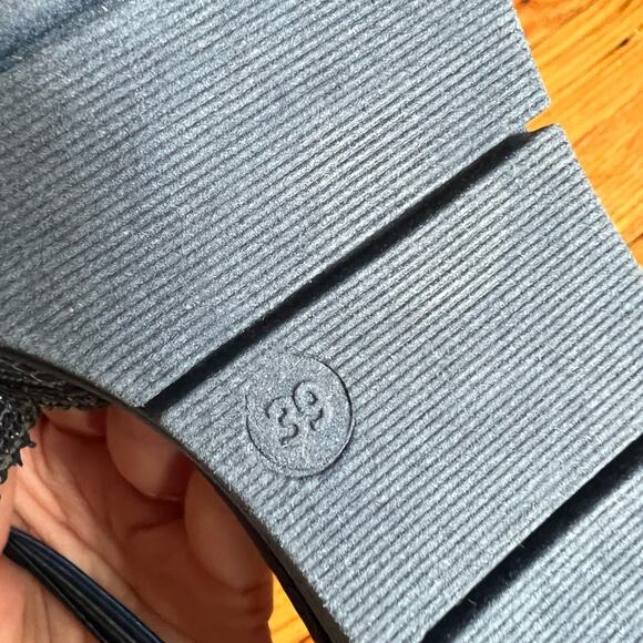 Hispanitas Anthropologie NWOB blue woven chunky wedge slip on sandal - Picture 9 of 9